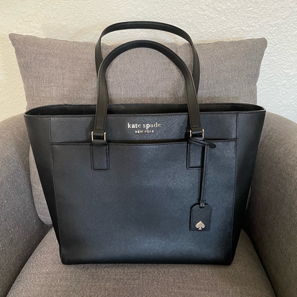 Kate Spade New York Cameron Saffiano Leather Laptop Tote Shoulder Bag Black